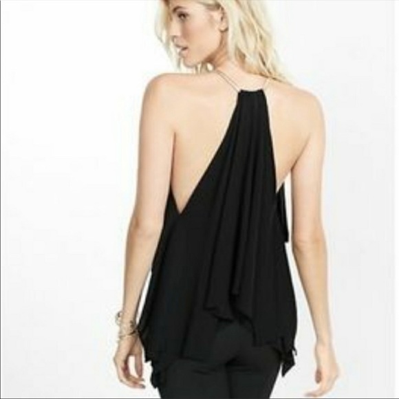 EXPRESS Drapey Top w Gold Chain - Picture 2 of 6